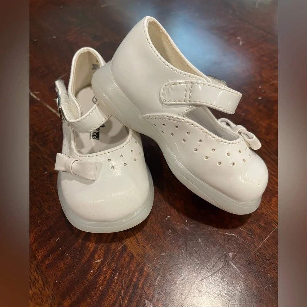 VTG 90s Smart Steps little girl white patent vinyl‎ Mary Jane shoes size 3.5W